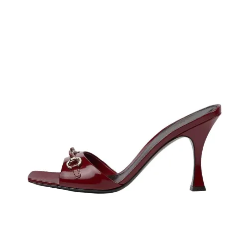 GUCCI Шлепанцы с пряжкой Horsebit 8,3 см женские красные