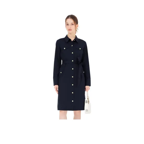 Hush Puppies Длинное платье с длинными рукавами женское темно-синий