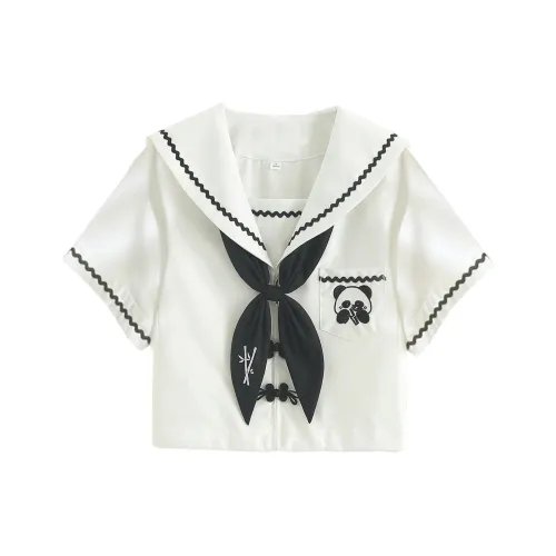 Luohua Candy Tuantuan Медвежонок Короткий Sleeved Одиночная пара + Золотая рыбка Узел Женская униформа