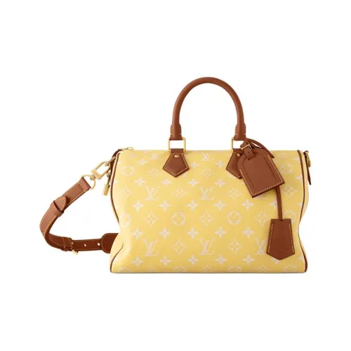 LOUIS VUITTON Nigo Collaboration Speedy Коровья кожа Сумка через плечо Сумка Мужская Желтая