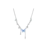 Синий бриллиант, бабочка, шепот, ожерелье (стиль с бусинами)