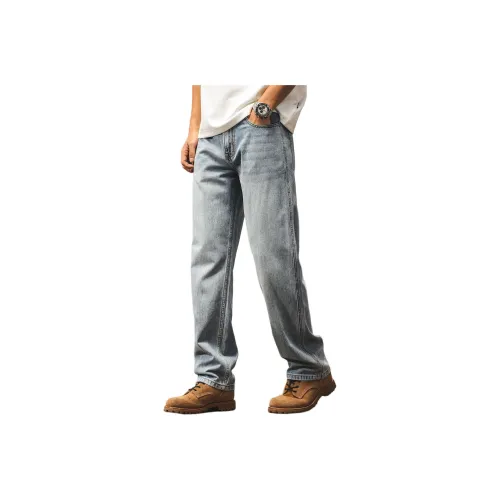 JIELEINUO Светло-синие унисекс джинсы