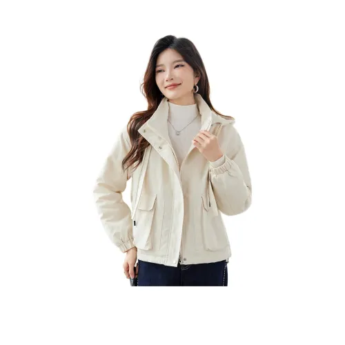 TERRE BLEUE Хлопковый пуховик женский цвет экрю