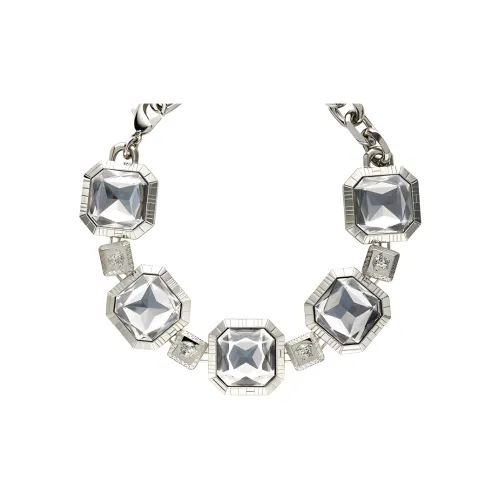 VERSACE Кристальный Metal Necklaces Женские Серебряные