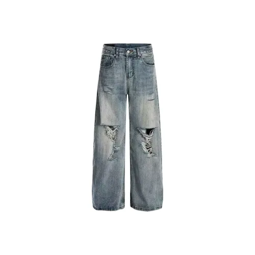 SAGP Синий Бамбук Цветочный Унисекс Джинсы