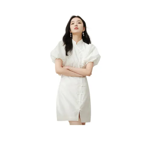 Like The Age Of Water Короткий рукав Платье Женское Белое