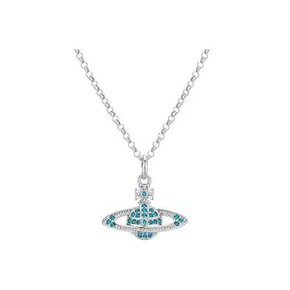 Вивьен Вествуд Кристальный Сатурн Подвеска Ожерелье Женское Серебро Бирюза