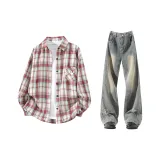 Red Plaid + Yellow Mud Pants  
Красные клетчатые + желтые грязные штаны