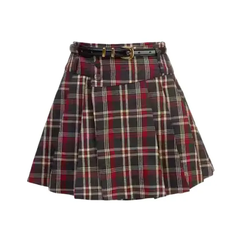 AIVEI Повседневные короткие юбки Женские Красный Коричневый Клетка