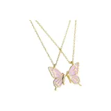 Розовое ожерелье с подвеской в виде бабочки - золотое