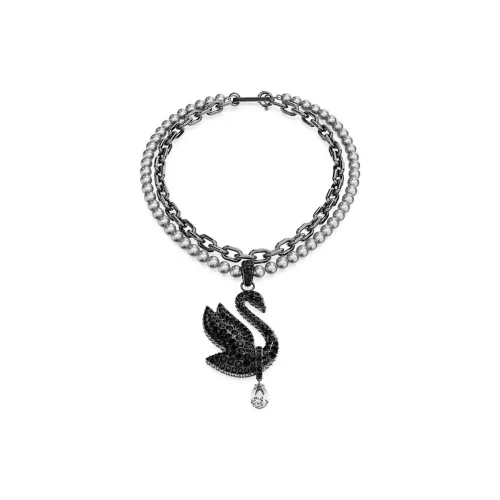 Swarovski Покрытый Искусственный кристалл Искусственная жемчужина Ожерелья Унисекс Черный