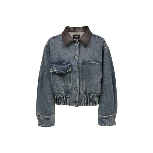 Only J34 390 Промытый деним синий Женское короткое пальто