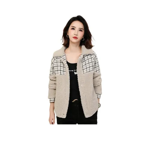 Han Chao Attacked People Бархат Feel Пальто Женское Серый Абрикос