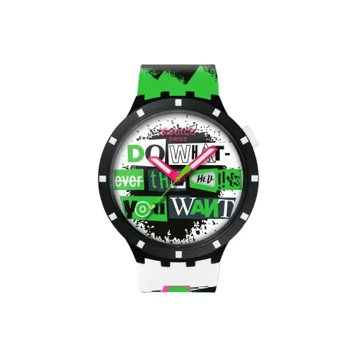 SWATCH Нет Rules Кварцевый механизм Унисекс Часы 47 мм Многоцветный циферблат Часы Ботаническая керамика Чехлы для часов Силиконовый ремешок