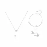 Ожерелье Fortune с подвеской "Маленькая круглая подвеска" + Браслет с бантом + Серьги-бабочка - Комплект из трех предметов