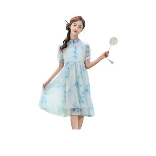 YINFOU Blue Kids Dresses YINFOU Синие Детские Платья