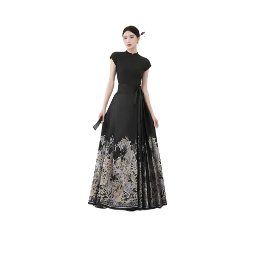 XINGHEHANGE Flutter Sleeve Однотонный Китайский стиль Летний Трикотажная Ткань Рубашка Женская Черная