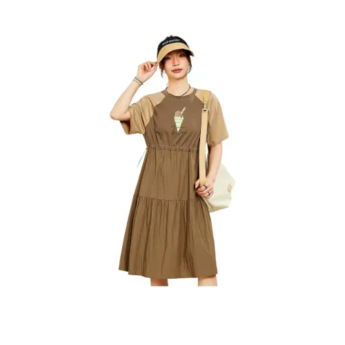 MUGUOGUOMU Короткий рукав Платье Женское