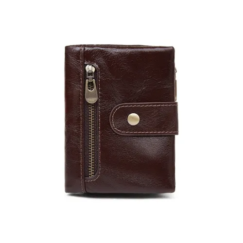 Old Man's Head Коровья кожа Кошелек Мужской Черный Кофейный Коричневый