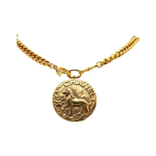CHANEL LION Золотое Покрытие Metal Necklaces Женские Золото