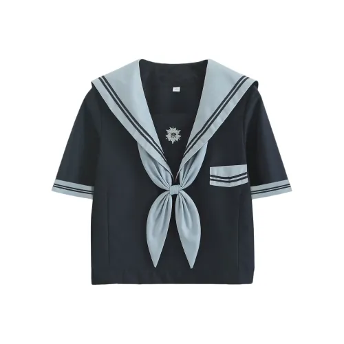 Luohua Candy Nara Вишня Синий Короткий рукав Одиночная пара + Золотая рыбка Узел Женская униформа