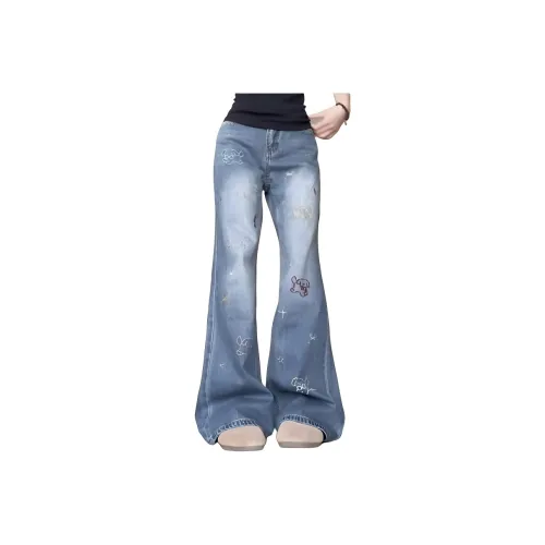 YEARNED Промытые синие женские джинсы