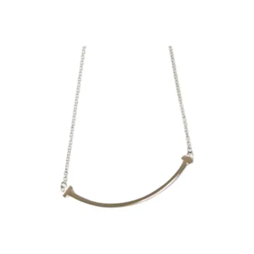 TIFFANY CO. T K18 Белое золото Ожерелье Унисекс Серебро