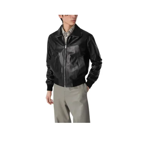 Bottega Veneta SS25 Кожа Куртка Мужская Черная
