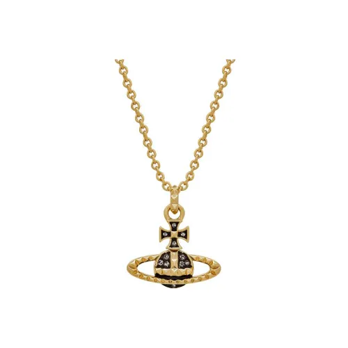 Vivienne Westwood Brass Necklaces Унисекс Черный алмаз Золото