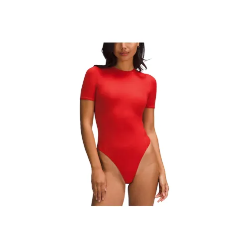 lululemon Wundermost Ультра Мягкий Nulu Короткий SLEEVE CREW Стринг Bodysuit Комбинезон Женские