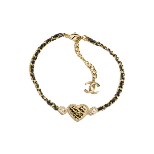 CHANEL 24A Металл Овечья кожа Кристалл Стекло Жемчуг Ожерелье Стразы Унисекс Черный