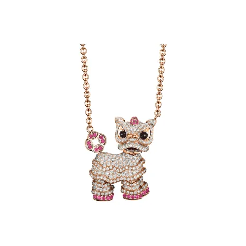 Qeelin Xixi 18К Розовое золото Ромб Розовый Красный Синий драгоценный камень Оникс Ожерелье Женское серебро