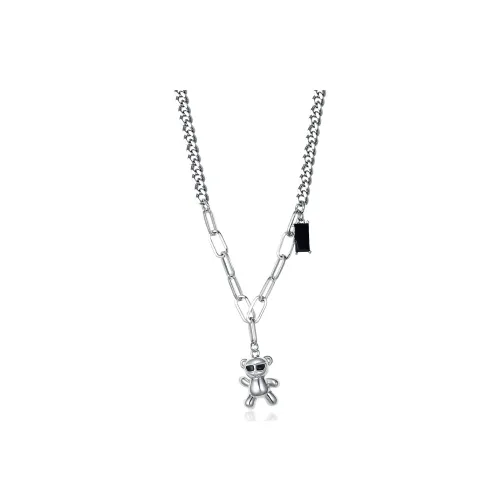 Teddy Bear Collection Медное ожерелье Белый, золотой Унисекс