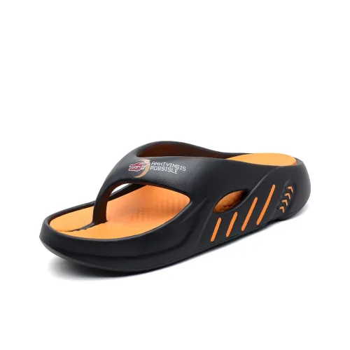 TAFN Шлепанцы Мужские Черные и Оранжевые