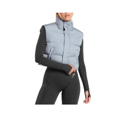 GYMSHARK Укороченный Midi Гилет Жилет Женские Джинсовый серый