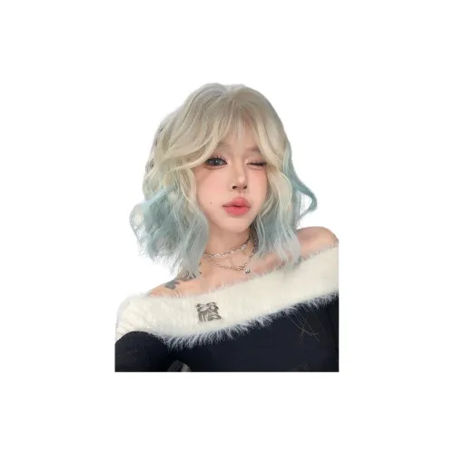 YOSEE Парики Для Женщин Короткие Волосы Яйца Роллы Белое Золото Градиент Мятный Повседневный Искусственный Шелк