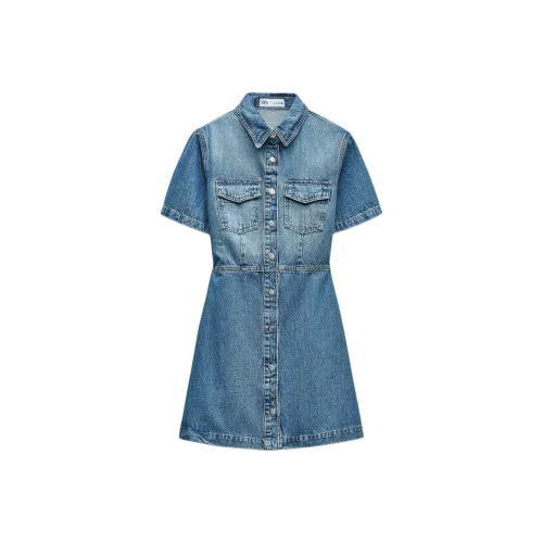 ZARA Короткое платье с короткими рукавами женское