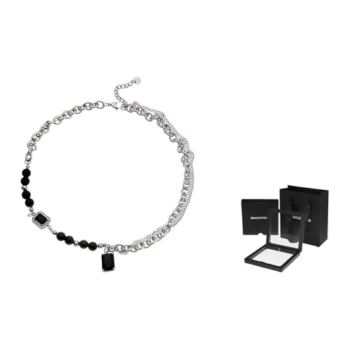 MAGICPOLE Титановая сталь Ожерелье Черное Циркон Панельное Ожерелье Унисекс