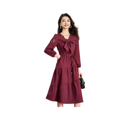 Mylan Длинное платье с длинными рукавами женское фуксия