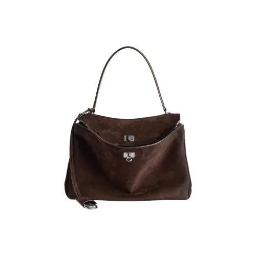 Balenciaga Rodeo Замша Телячья кожа Сумка на плечо Средняя Женская Светло-кофейный