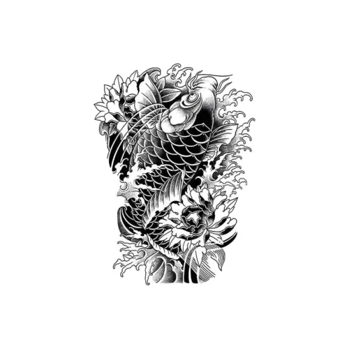 LIEJI Crazy Цветочный дизайн Карп кои Травяной Татуировка Наклейка