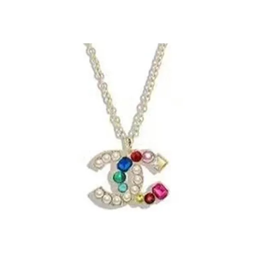 CHANEL Double C Rhinestone Ожерелья Женские Многоцветные