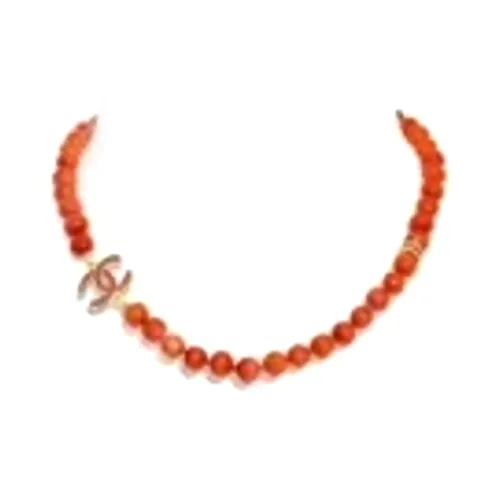 CHANEL 24A Металл Смола Стекло Жемчужный Crystal Necklaces Женские Красный