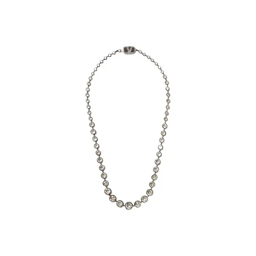 Valentino Металл Crystal Necklaces Унисекс Серебряный