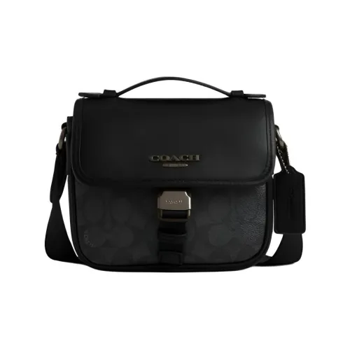 COACH Racer Коровья кожа Сумка через плечо Маленькая Женская Угольно-черная