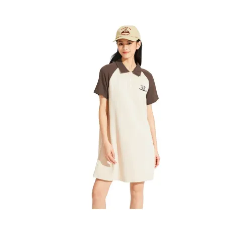 Hotwind Короткий рукав Платье Женское Бежевый Коричневый