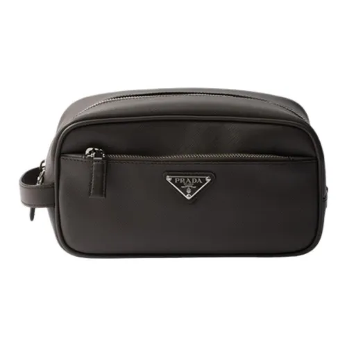 PRADA Saffiano Телячья кожа Туалетная сумка Обычная Мужская Бамбук и Пробка Бежевый