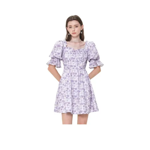 Caroline Короткий рукав Платье Женское Фиолетовое