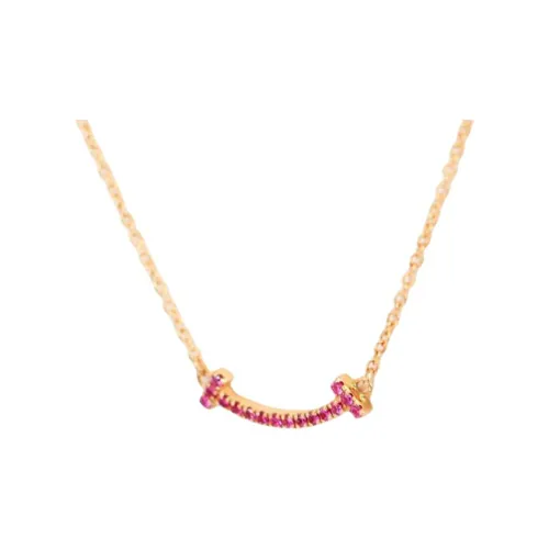 TIFFANY CO. T Series K18 Gold Ruby Necklaces Unisex Gold
