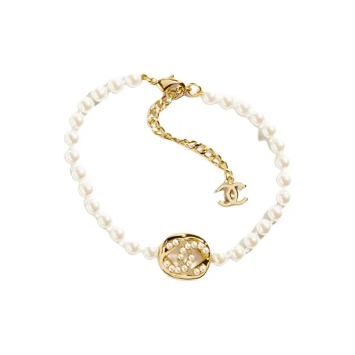 CHANEL Double C Металл Стразы Кристалл Искусственный жемчуг Ожерелья Унисекс Белый